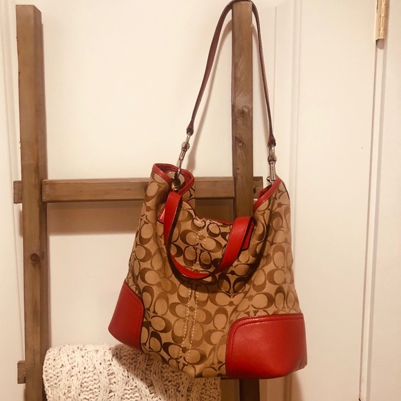 Coach | Bags | Coach Brown Canvas Red 
